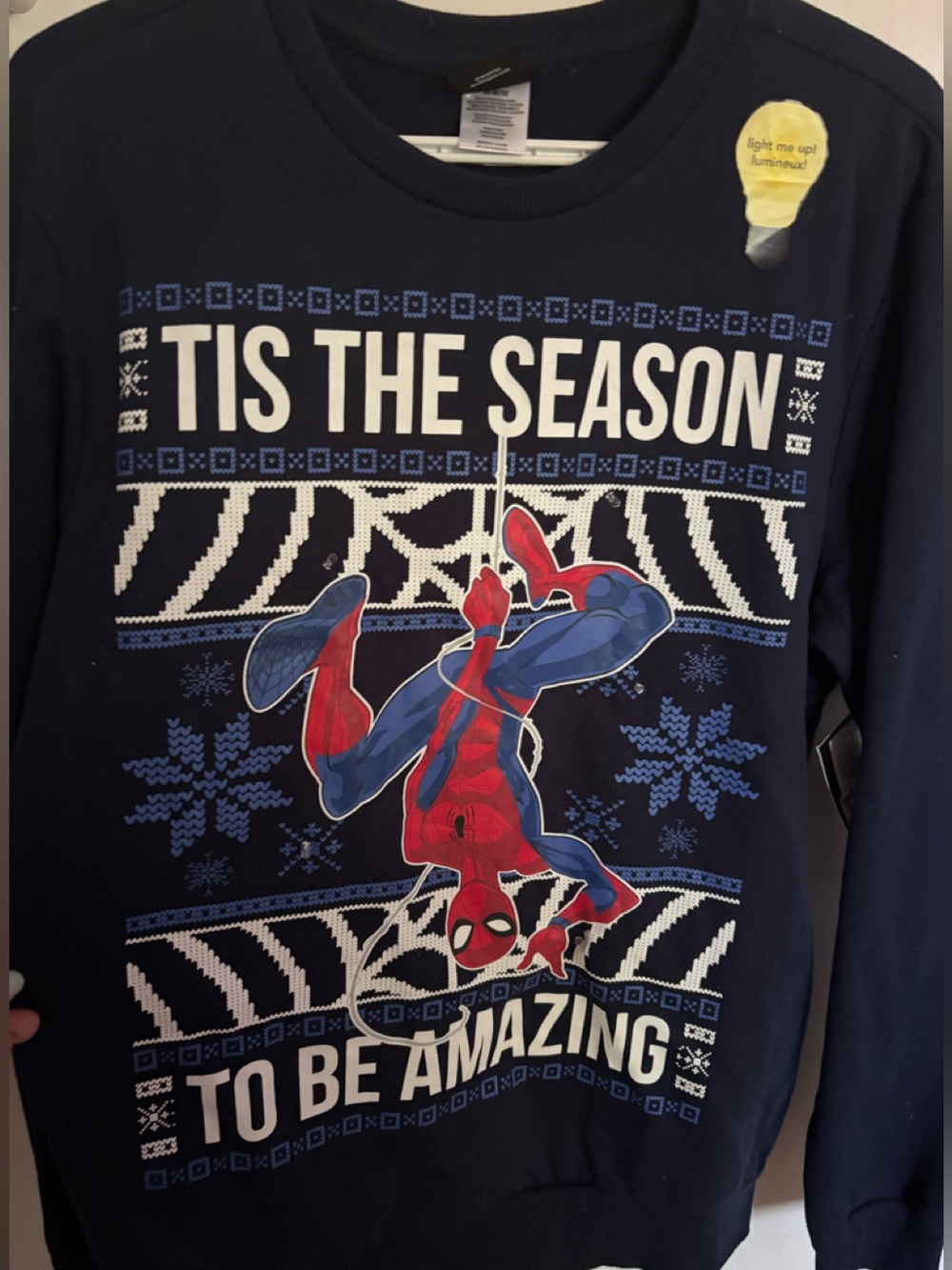Marvel Navy & Red Spider-Man 'Tis The Season' Men's Sweatshirt - lights up